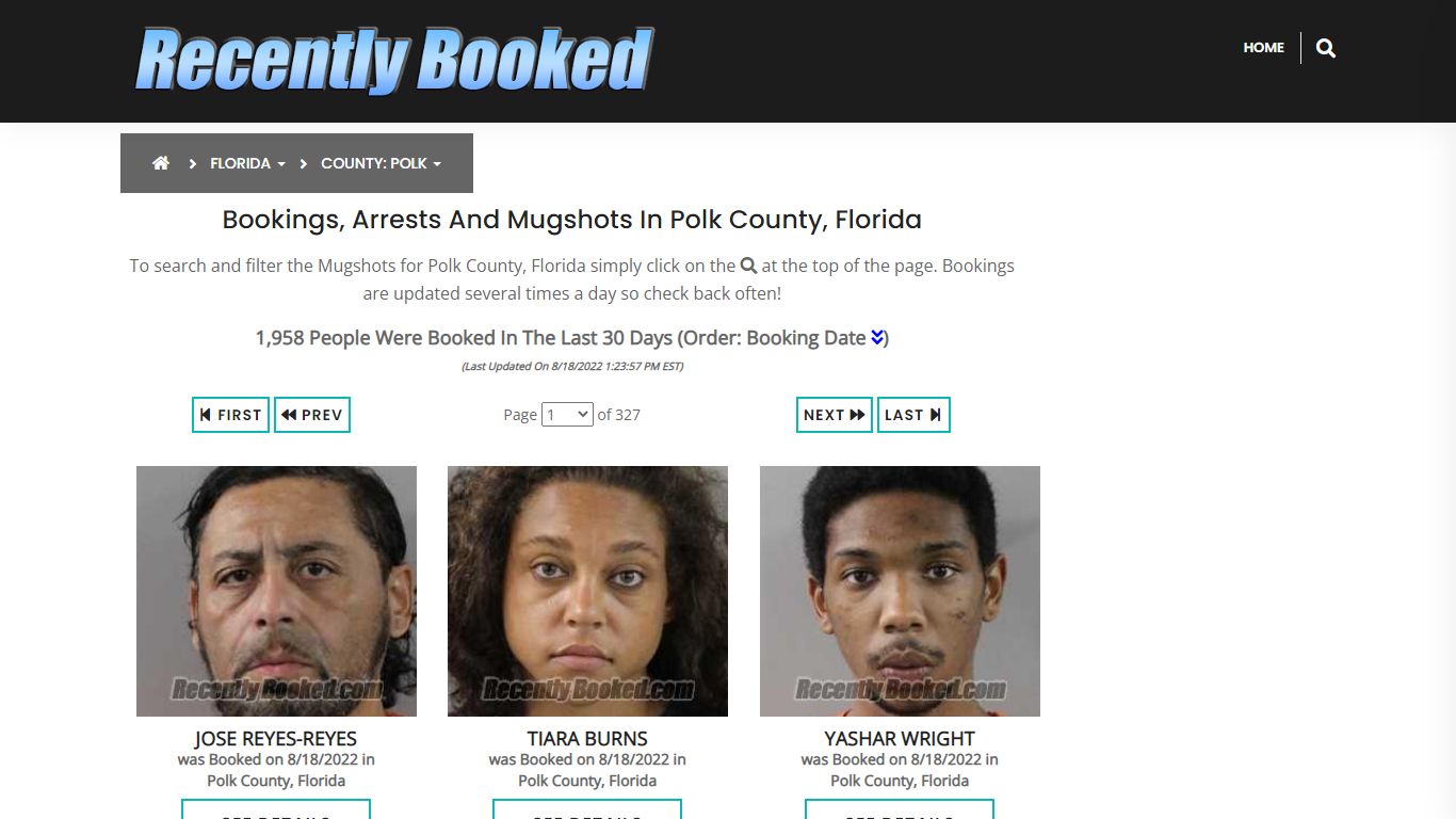 Recent bookings, Arrests, Mugshots in Polk County, Florida